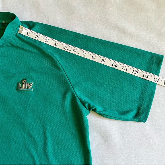 NFL Super Bowl LIV Miami Polo Shirt Men’s Medium Teal Dri-FIT On-Field 100 Logo - Picture 6 of 7